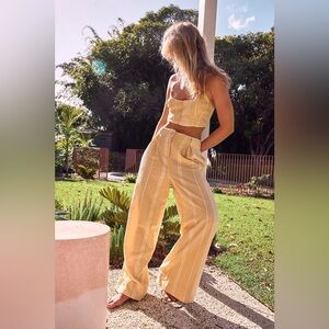 NWOT Free People Casual Friday Set In Yellow Combo